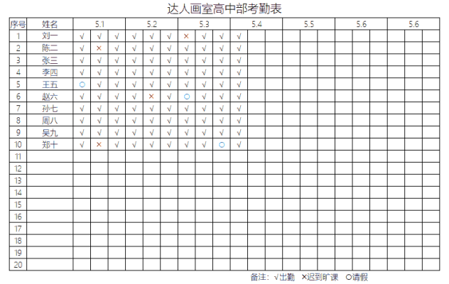 考勤表